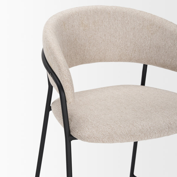Carolyn Bar Stool w/ Oatmeal Fabric & Matte Black Metal
