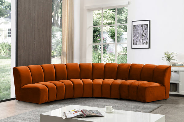 Lynda 4pc. Modular Sectional In Cognac Velvet