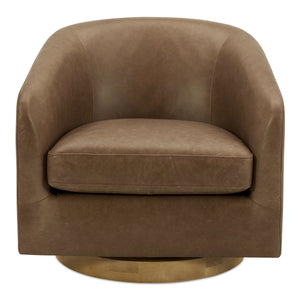 Moe's Oscy Leather Swivel Chair in Tan