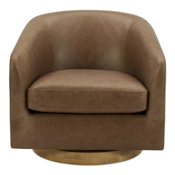 Moe's Oscy Leather Swivel Chair in Tan