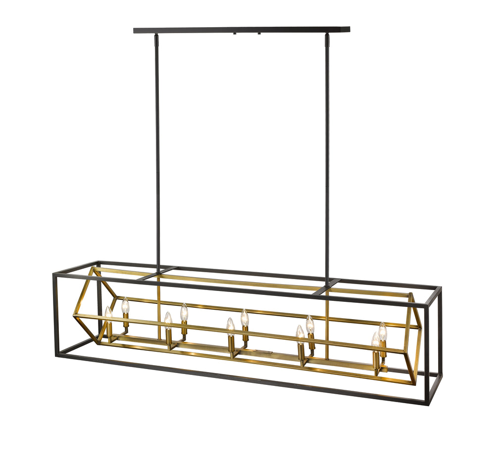 Euclid 10 Light Island/Billiard in Olde Brass + Bronze Finish