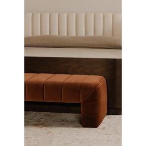 Moe's Verity Bench in Warm Brown Velvet