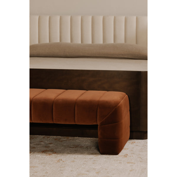 Moe's Verity Bench in Warm Brown Velvet