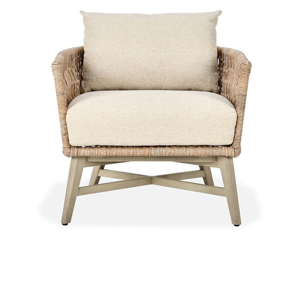 Collins Outdoor Accent Chair in Mango Wood and Olefin Fabric