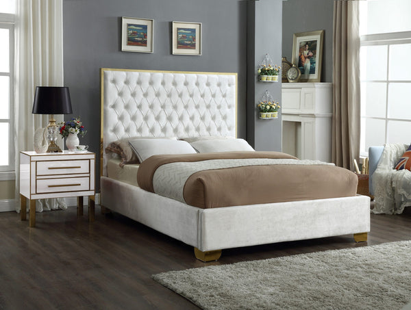 Jared King Bed In White Velvet