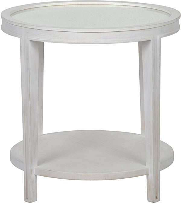 Imperial Mahogany Side Table with Antiqued Mirror in White Wash Finish