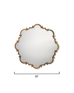 Saint Albans Steel Wall Mirror, Antique Brass
