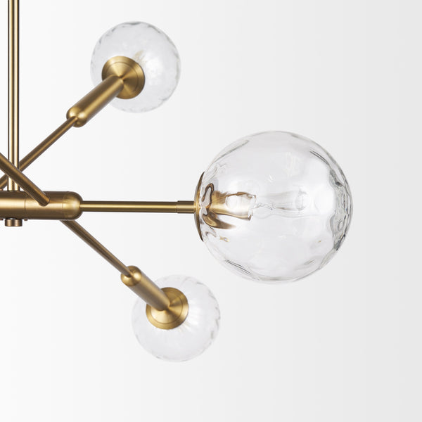 Britton Gold Metal w/ Clear Glass Globes 6-Light Chandelier