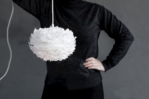 Eos Micro Hardwired Pendant in White with White Cord