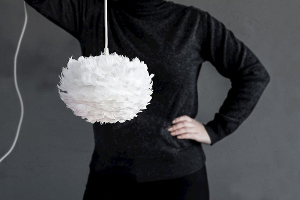 Eos Micro Hardwired Pendant in White with White Cord
