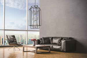 Titania 12 Light Pendant in Black + Brushed Nickel Finish