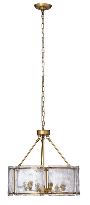 Glenn Large Round Metal 6-Light Chandelier, Antique Brass