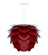 Aluvia Medium Hardwired Pendant in Ruby with White Cord