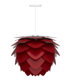 Aluvia Medium Hardwired Pendant in Ruby with White Cord