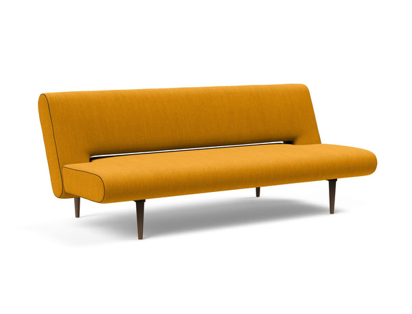 UNFURL SOFA BED in ELEGANCE BURNED CURRY FABRIC WITH Dark Wood LEGS 507