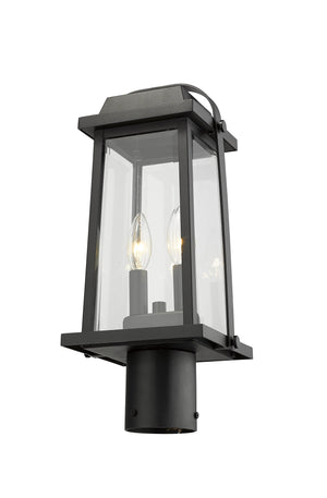 Millworks 2 Light Outdoor Post Mount Fixture in Black Finish