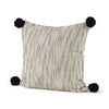 Krystal 20 x 20 Cream/Blue Pom Pom Decorative Pillow Cover