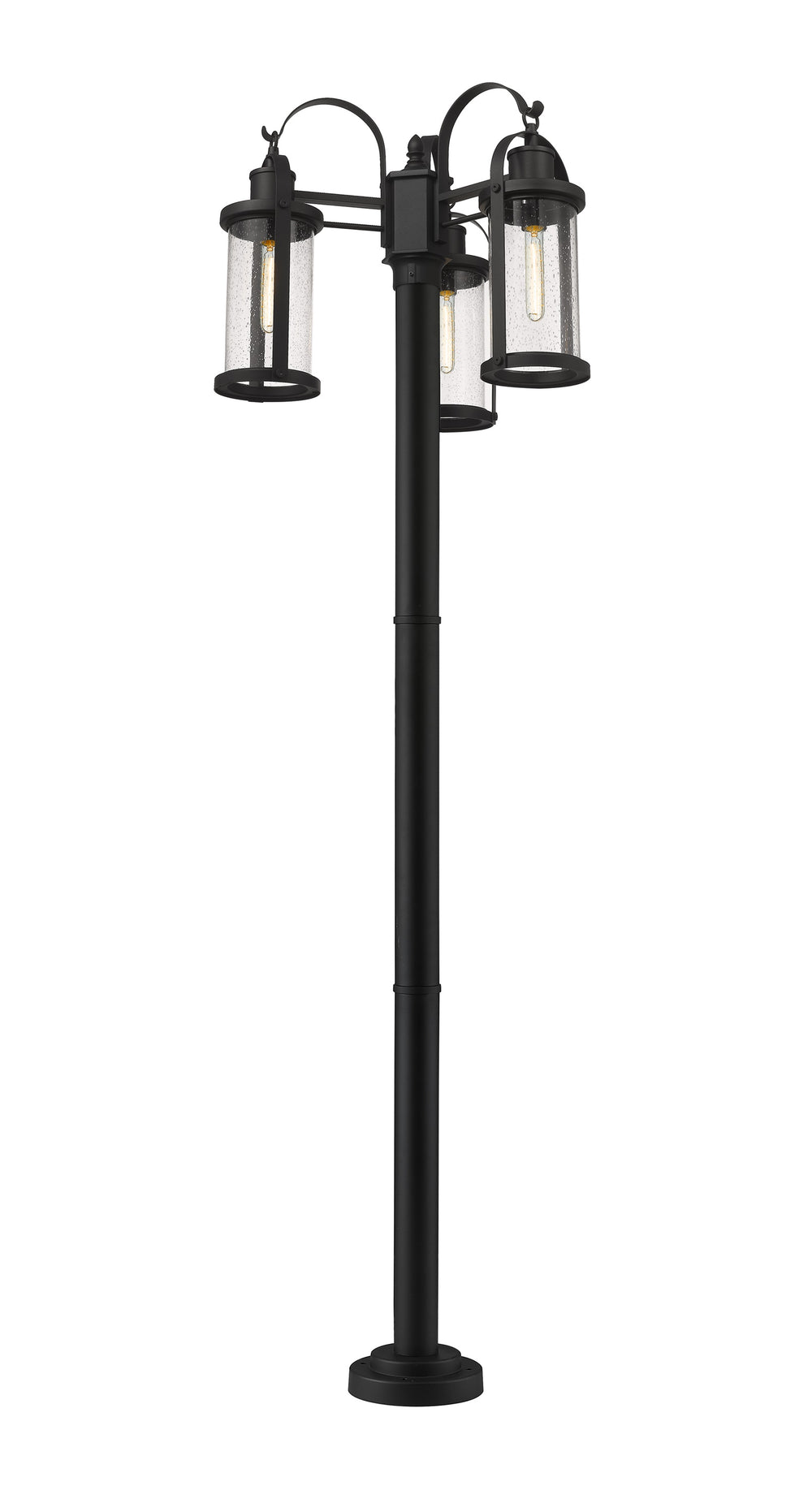 Roundhouse 3 Light Outdoor Post Mounted Fixture in Black Finish