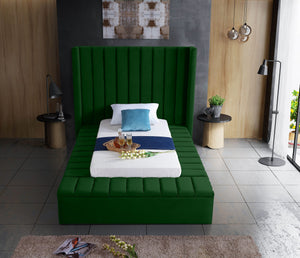 Joanne Twin Bed In Green Velvet