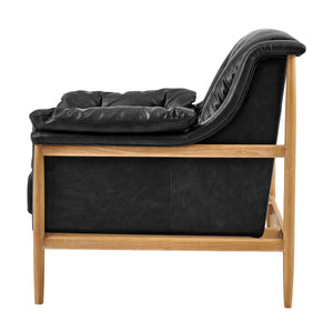 Larry Faux Leather Tufted Accent Arm Chair, Casa Black