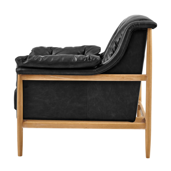Larry Faux Leather Tufted Accent Arm Chair, Casa Black