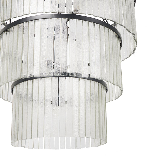 Meredith Large Chandelier in Clear Textured Glass