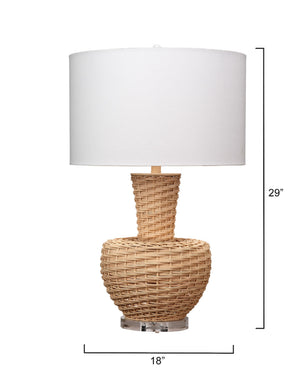 Portobello Rattan Table Lamp with Linen Shade