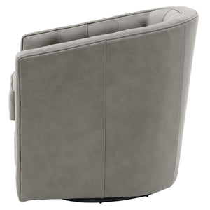 Walsh Top Grain Leather Swivel Arm Chair In Garrett Gray