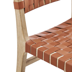 Marco Faux Leather Dining Side Chair Drift Wood Frame, Ochre Brown 