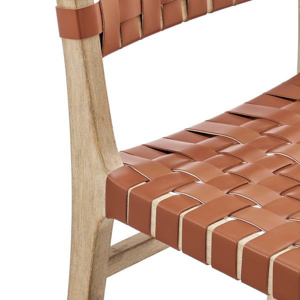 Marco Faux Leather Dining Side Chair Drift Wood Frame, Ochre Brown 
