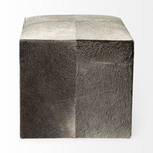 Zahavi I 20" Grey-toned hair-on-hide ottoman