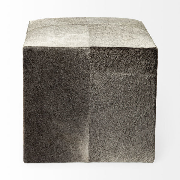 Zahavi I 20" Grey-toned hair-on-hide ottoman