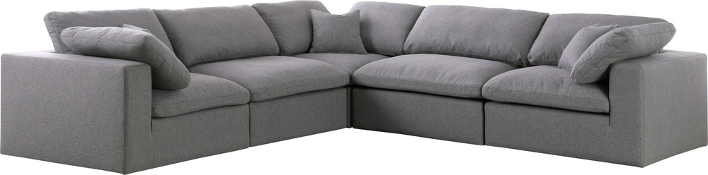 Carmen Cloud Modular Sectional In Grey Linen Fabric