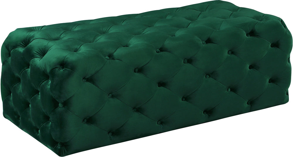 Debbie Ottoman/Bench In Green Velvet