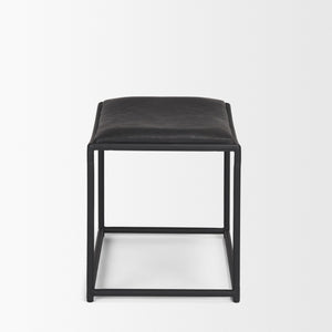 Taniel Black Leather w/ Black Metal Stool
