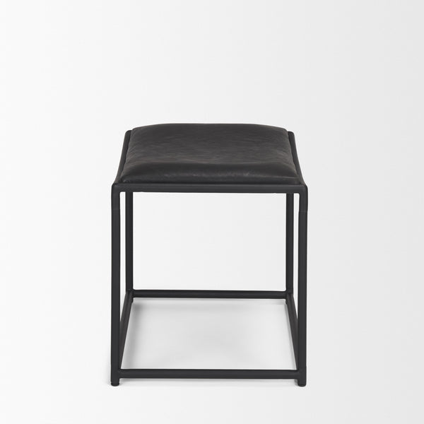 Taniel Black Leather w/ Black Metal Stool
