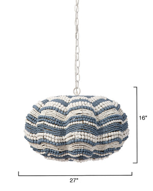 Clamshell Wood Beaded 4-Light Small Chandelier