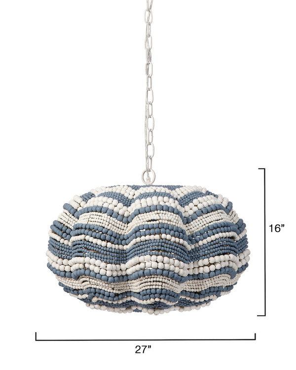 Clamshell Wood Beaded 4-Light Small Chandelier