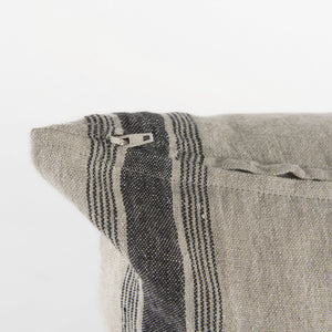 Hattie 20L x 20W Beige and Black Fabric Striped Decorative Pillow Cover