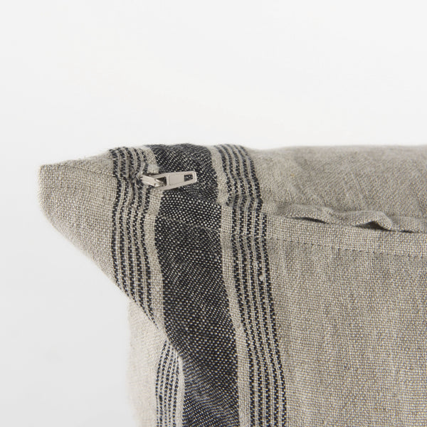 Hattie 20L x 20W Beige and Black Fabric Striped Decorative Pillow Cover