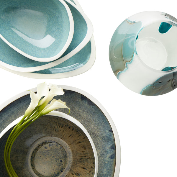 Wide Ferdinand Vase in Green and White