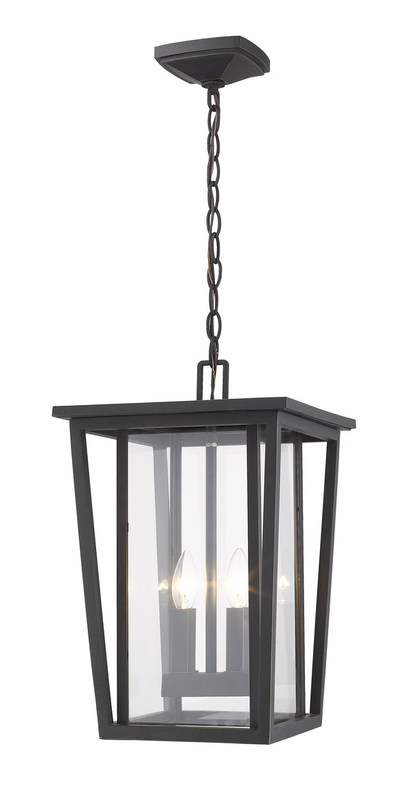 Seoul 2 Light Outdoor Chain Mount Ceiling Fixture in Oil Rubbed Bronze Finish