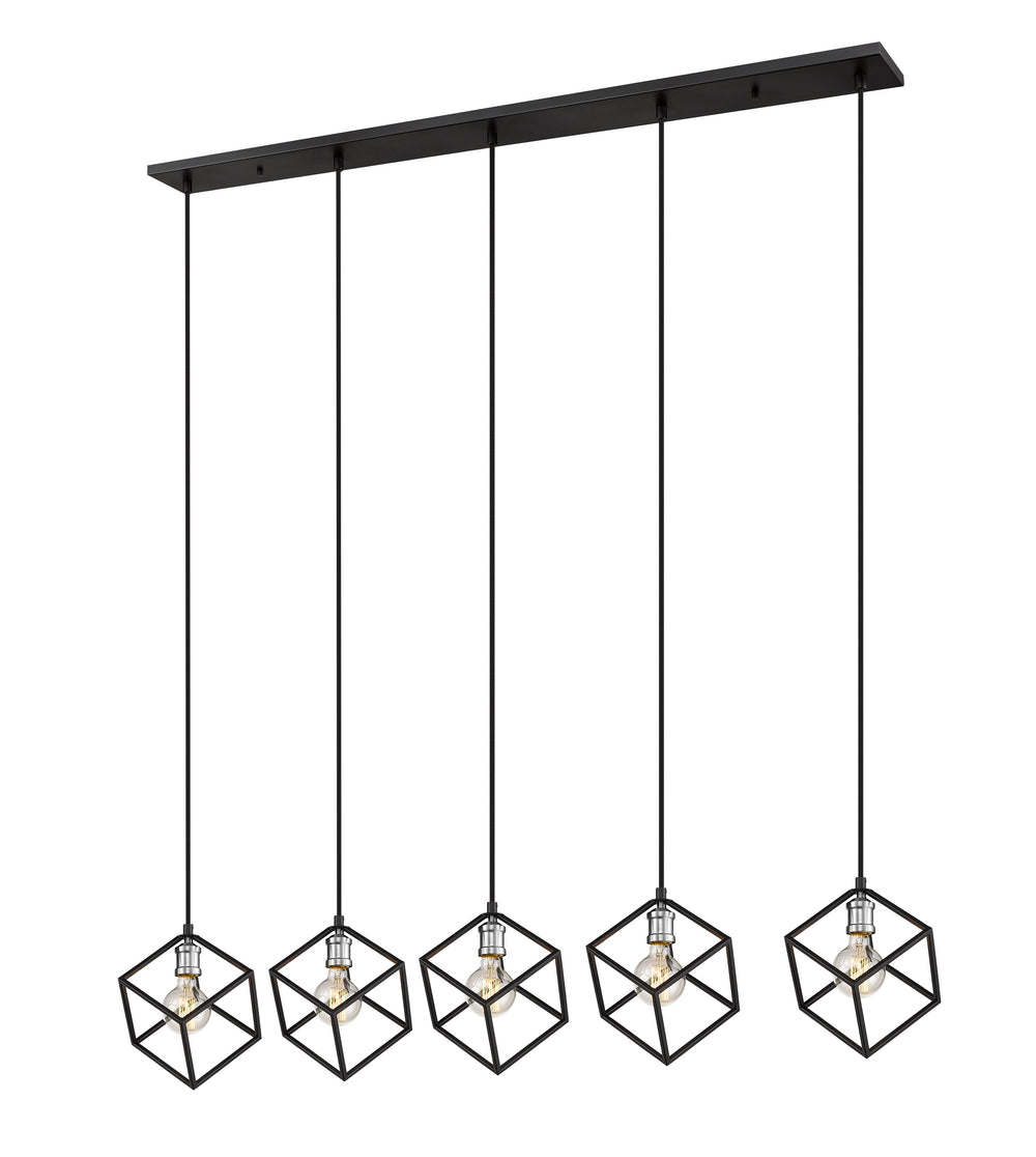 Vertical 5 Light Island/Billiard in Matte Black + Brushed Nickel Finish