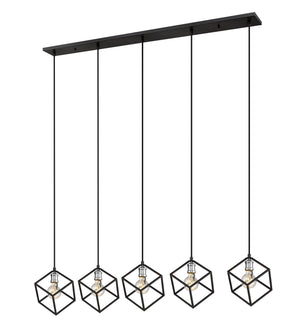 Vertical 5 Light Island/Billiard in Matte Black + Brushed Nickel Finish
