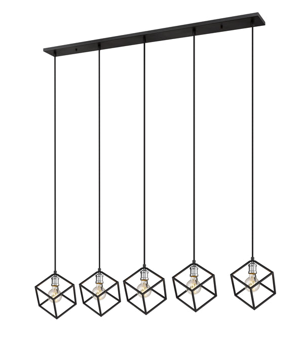 Vertical 5 Light Island/Billiard in Matte Black + Brushed Nickel Finish