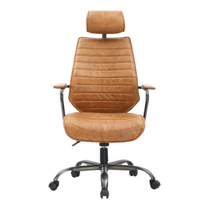 Moe's Executive Office Chair in Orange Leather