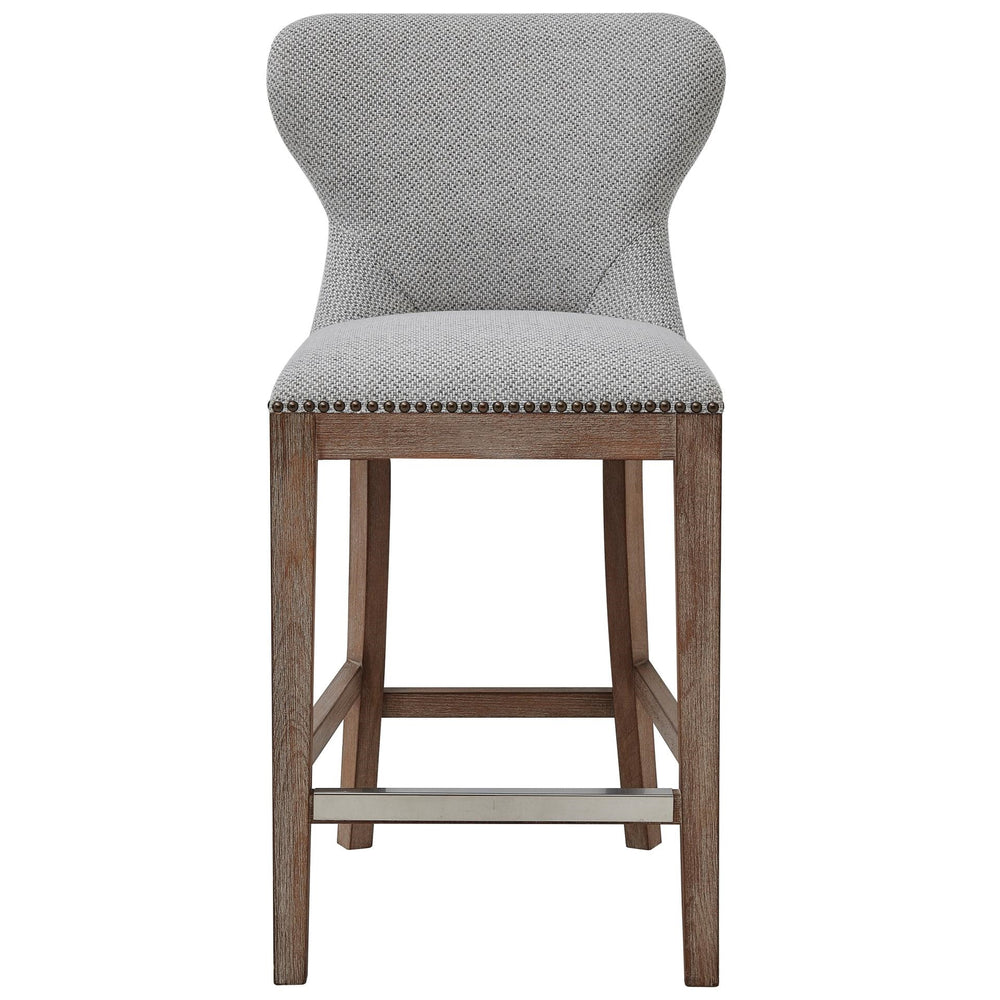 Dorsey Fabric Counter Stool Drift Wood Legs In Cardiff Gray 