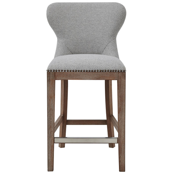 Dorsey Fabric Counter Stool Drift Wood Legs In Cardiff Gray 