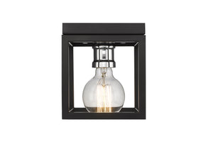 Kube 1 Light Flush Mount in Matte Black + Chrome Finish