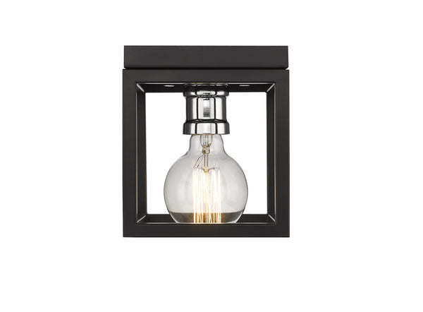Kube 1 Light Flush Mount in Matte Black + Chrome Finish